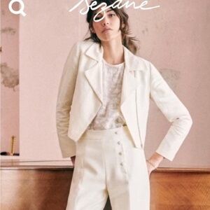 Sézane Silk Mic Jacket Ivory Size 36